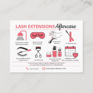 Cartão De Visita Extensões Lash Instruções pós-tratamento Ca co
