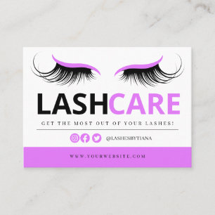 Cartão De Visita Extensões Lash Instruções pós-tratamento Ca co