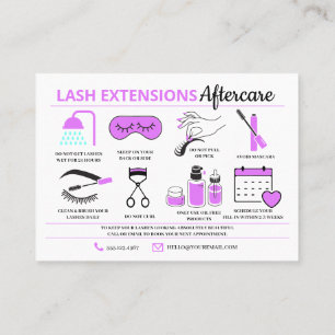 Cartão De Visita Extensões Lash Instruções pós-tratamento Ca co