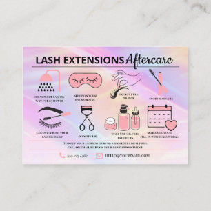 Cartão De Visita Extensões Lash Instruções pós-tratamento Ca co