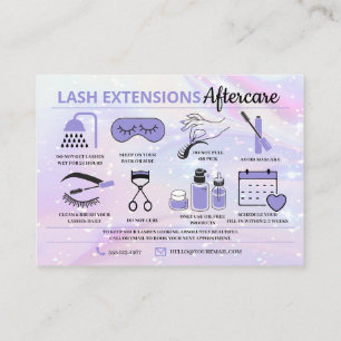 Cartão De Visita Extensões Lash Instruções pós-tratamento Ca co