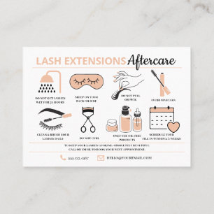 Cartão De Visita Extensões Lash Instruções pós-tratamento Ca co