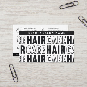Cartão De Visita Extensões modernas de cabelo branco preto após a
