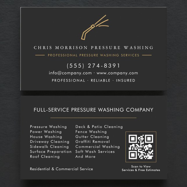 Cartão De Visita Exterior Cleaning Power Washing QR Code (Criador carregado)