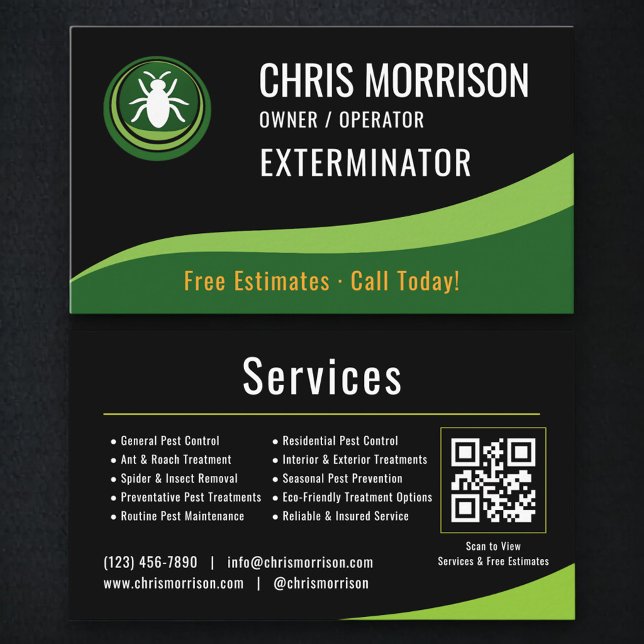 Cartão De Visita Exterminator Service QR Code (Criador carregado)