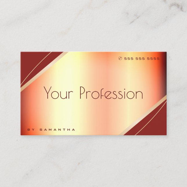 Cartão De Visita Extravagante Rosa Dourado Burgundy Glam Elegante (Frente)