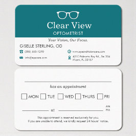 Cartão De Visita Eye Glass Office Appointment Reminder