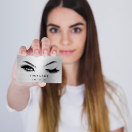 Cartão De Visita Eyelash Brows Microblade. Cinza do logotipo do CÓD
