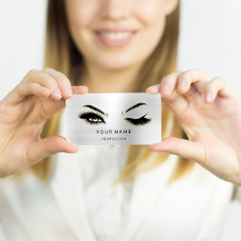 Cartão De Visita Eyelash Brows Microblade. Prata do logotipo do CÓD