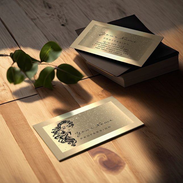 Cartão De Visita Eyelash Extension Makeup Artist Hair GoldConfetti (Eyelash Extension Makeup Artist Hair GoldConfetti Business Card)