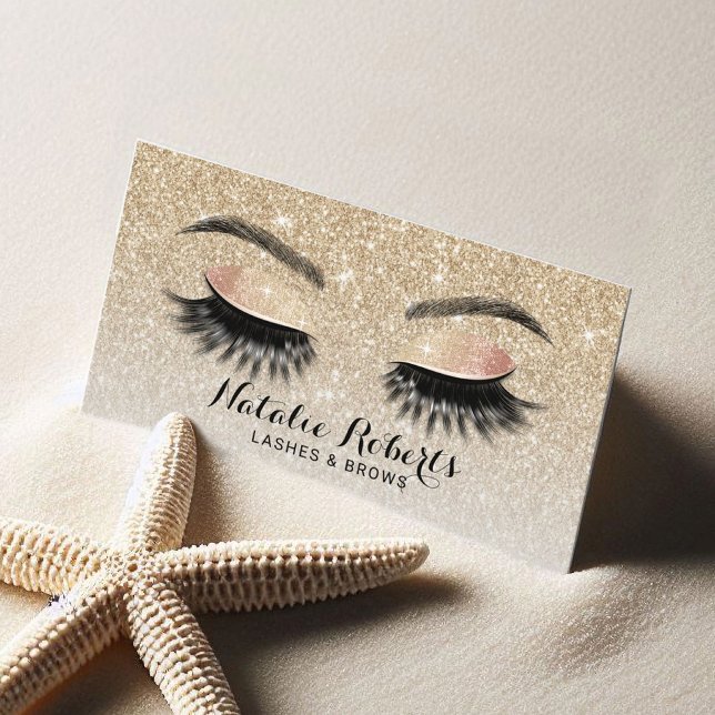 Cartão De Visita Eyelash Extensions Chic Glitter Beaut Salon (Criador carregado)