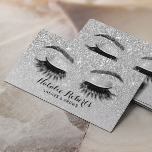 Cartão De Visita Eyelash Extensions Silver Glitter Beauty Salon