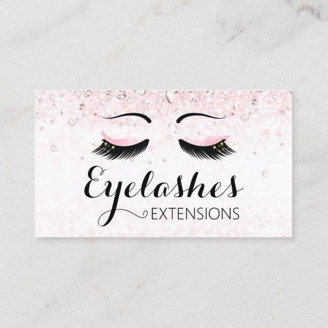 Cartão De Visita Eyelash Extensões Estimulantes e Ouros Rosa (Verso)