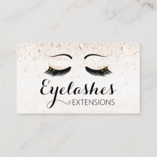 Cartão De Visita Eyelash Extensões Sparkles e Diamantes Dourados