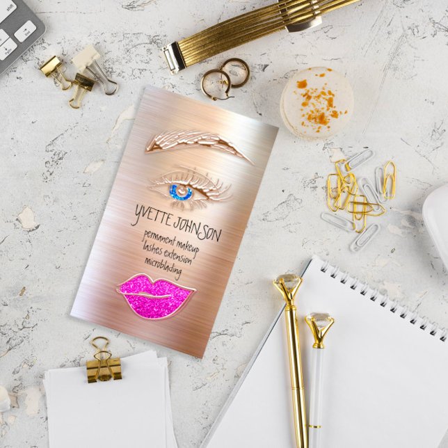 Cartão De Visita Eyelash Logotipo de Maquiagem de Ocultação QRCode  (
by luxury_luxury
Eyelash Brow Makeup Logo QRCode Lip Rose Pink Business Card)