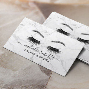 Cartão De Visita Eyelash Makeup Artista Lashes & Brows Salon Marble