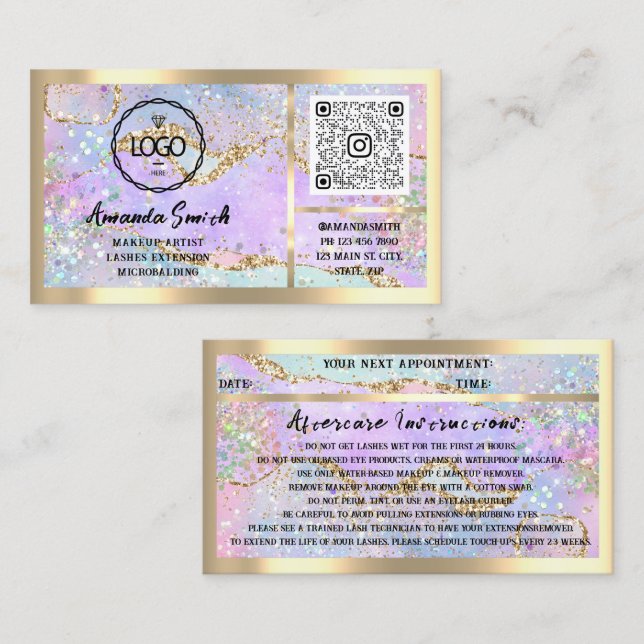 Cartão De Visita Eyelash Microblade QRCode Logotipo Hológrafo Depoi (Frente/Verso)