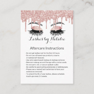Cartão De Visita Eyelash Salon Rosa Dourado Instrução De Cuidados