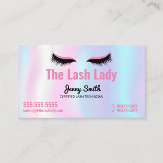 Cartão De Visita EyeLash Tech Lash Beauty Salon Pastel Rainbow