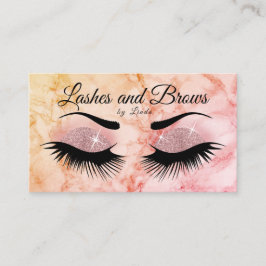Cartão De Visita Eyelashes and Brows - Rosa Dourado Brilho e mármor