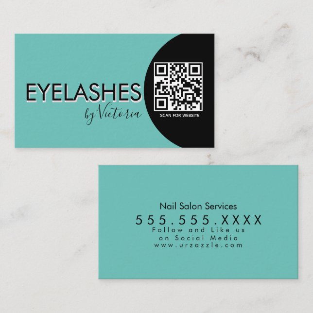 Cartão De Visita Eyelashes Salão Bela Olashes CÓDIGO QR (Frente/Verso)
