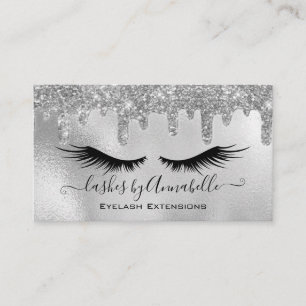Cartão De Visita EyeLashes Sparkle Glitter Driver Silver