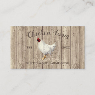 Cartão De Visita Fábrica de Frango Cultivo De Madeira Rústica Cri