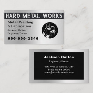 Cartão De Visita Fabricador de Metal Preto Brilhante Profissional p