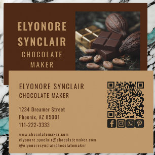 Cartão De Visita Fabricante de Chocolate Marrom Refinado Foto Códig