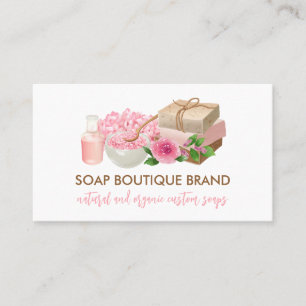 Cartão De Visita Fabricante de Sabonete Artesanal Ilustração Rosa
