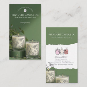 Cartão De Visita Fabricante de Velas Botânicas Verde Salvia