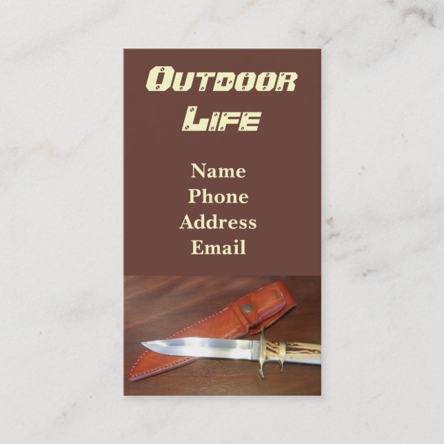 Cartão De Visita Faca de caça magnífica com caso de couro (Frente)