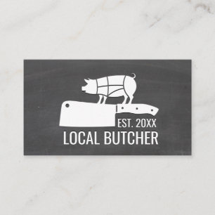 Cartão De Visita Faca do Butcher  Gráfico de Corte de Porcos  Quad