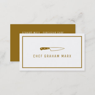 Cartão De Visita Faca Dourada, Gourmet Moderno, Chef, Cozinhar