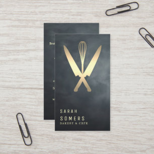 Cartão De Visita Faca Dourada moderna e padaria de uísque