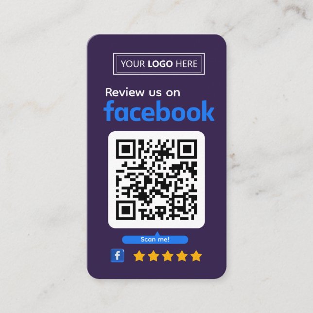 Cartão De Visita Facebook Review Request Business Card Deep Plum (Frente)