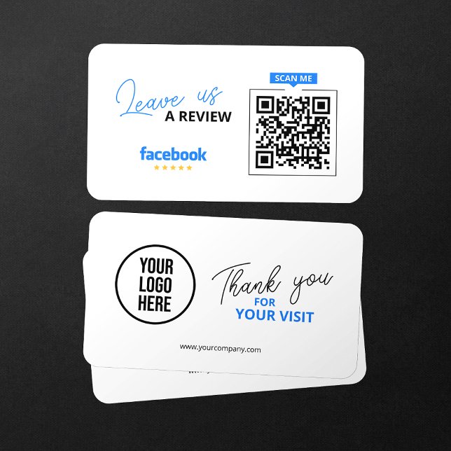 Cartão De Visita Facebook Reviews QR Code Business Review Link (Criador carregado)