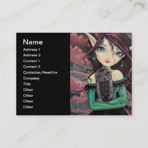 Cartão De Visita Fada Gótica e Coruja Gótica Bestial