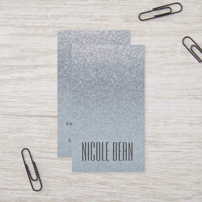 Cartão De Visita Fada, Prata, Glitter Glitter Glamor, Personalizaçã (Frente/Verso In Situ)