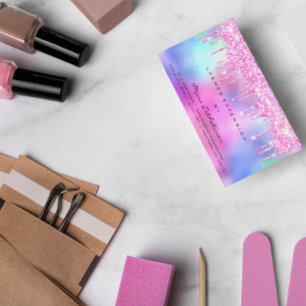 Cartão De Visita Faísca dos gotejamentos do rosa cor-de-rosa do