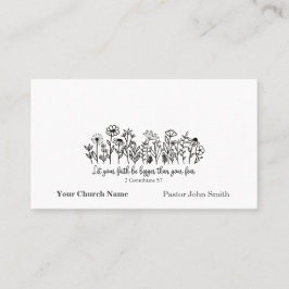 Cartão De Visita Faith over Fear Bible Verse Floral Doodle Church