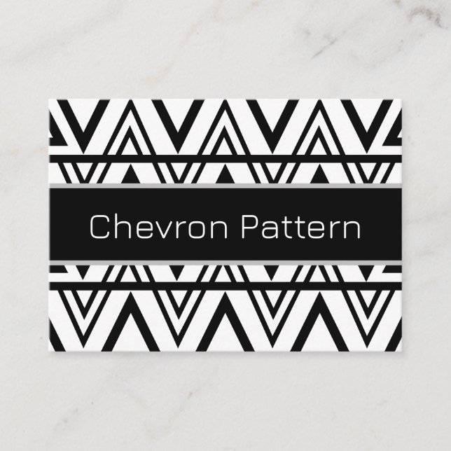 Cartão De Visita Faixa Chevron Black and White Chevron Stripe (Frente)