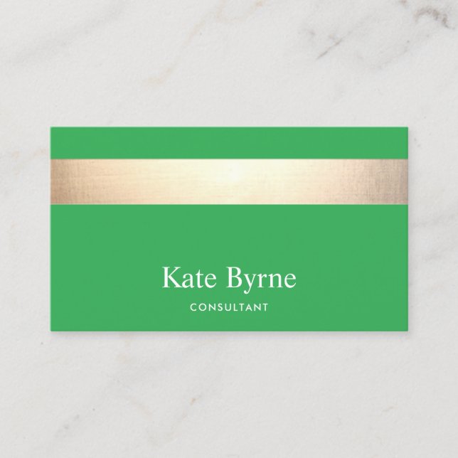 Cartão De Visita Faixa Dourada Verde Na moda moderna (Frente)