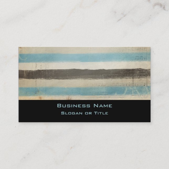 Cartão De Visita Faixa horizontal castanha e azul em aquarela (Frente)