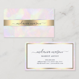Cartão De Visita Falso Holográfico & Ouro Elegante Beleza Feminina