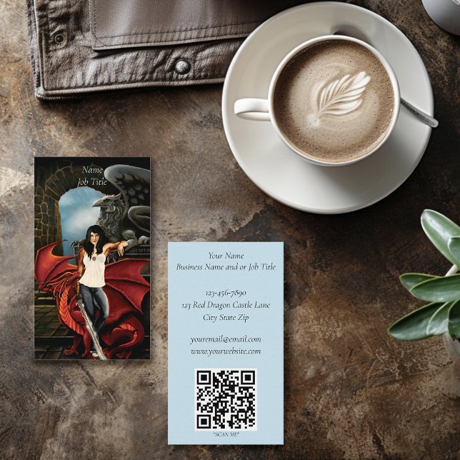 Cartão De Visita Fantasia urbana do Dragão Vermelho (Criador carregado)