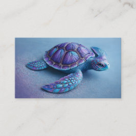 Cartão De Visita Fantasy Sea Turtle in Blue & Purple, Peaceful