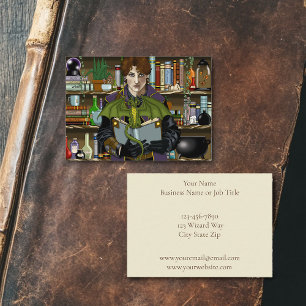 Cartão De Visita Fantasy Wizard Livros Poções de Dragões