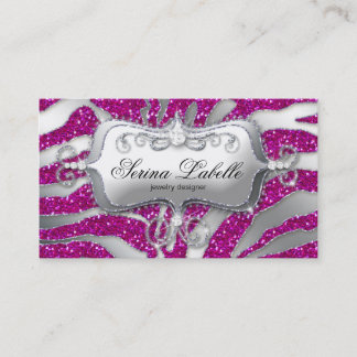 Cartão De Visita Farelo-joalharia-zebra-prata rosa 