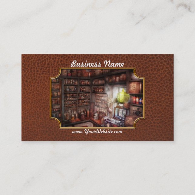 Cartão De Visita Farmácia - equipamento - o estudo de Merlin (Frente)